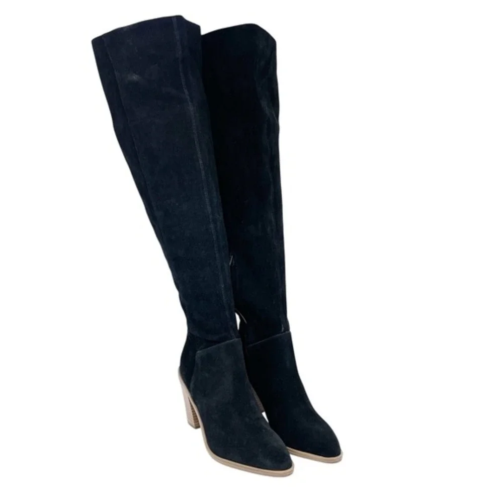 BP. Women's Hensley Lea Black Suede Block Heel Over the‎ Knee Boots Size 7.5 M